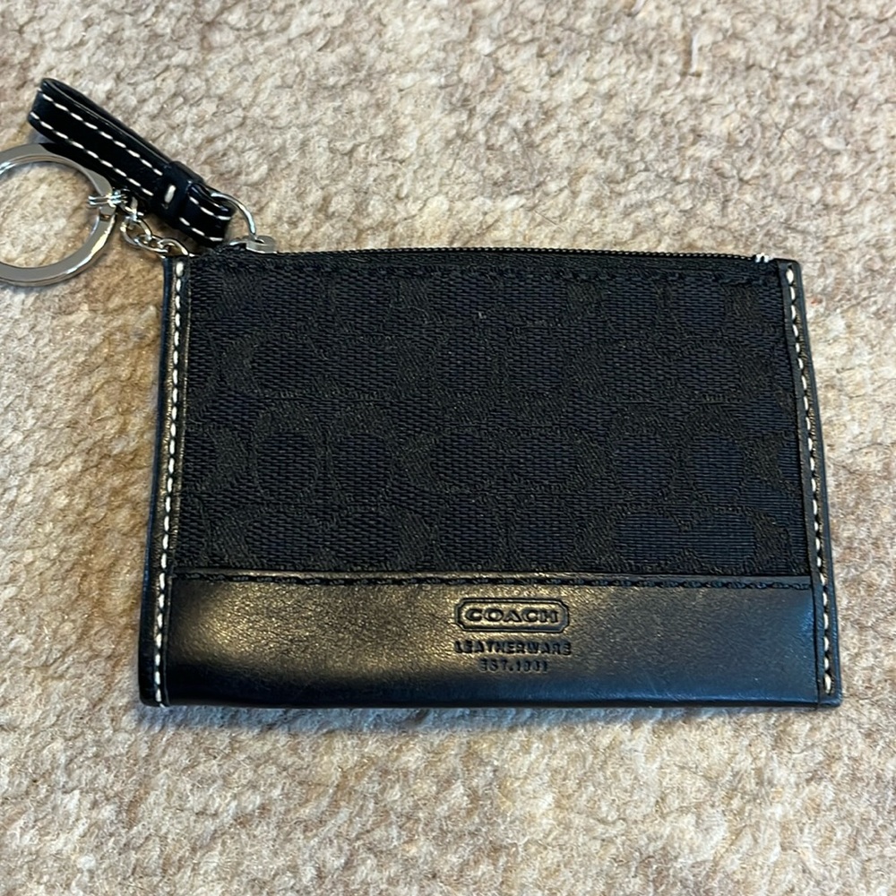 COACH SIGNATURE CANVAS COIN & CARD HOLDER